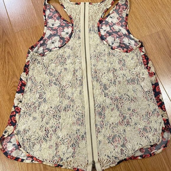 Rachel Roy Floral Lace Zipper Tank - M - Picture 4 of 13